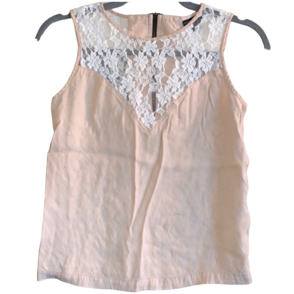 Topshop Nude White Lace Tank Top Sz 2